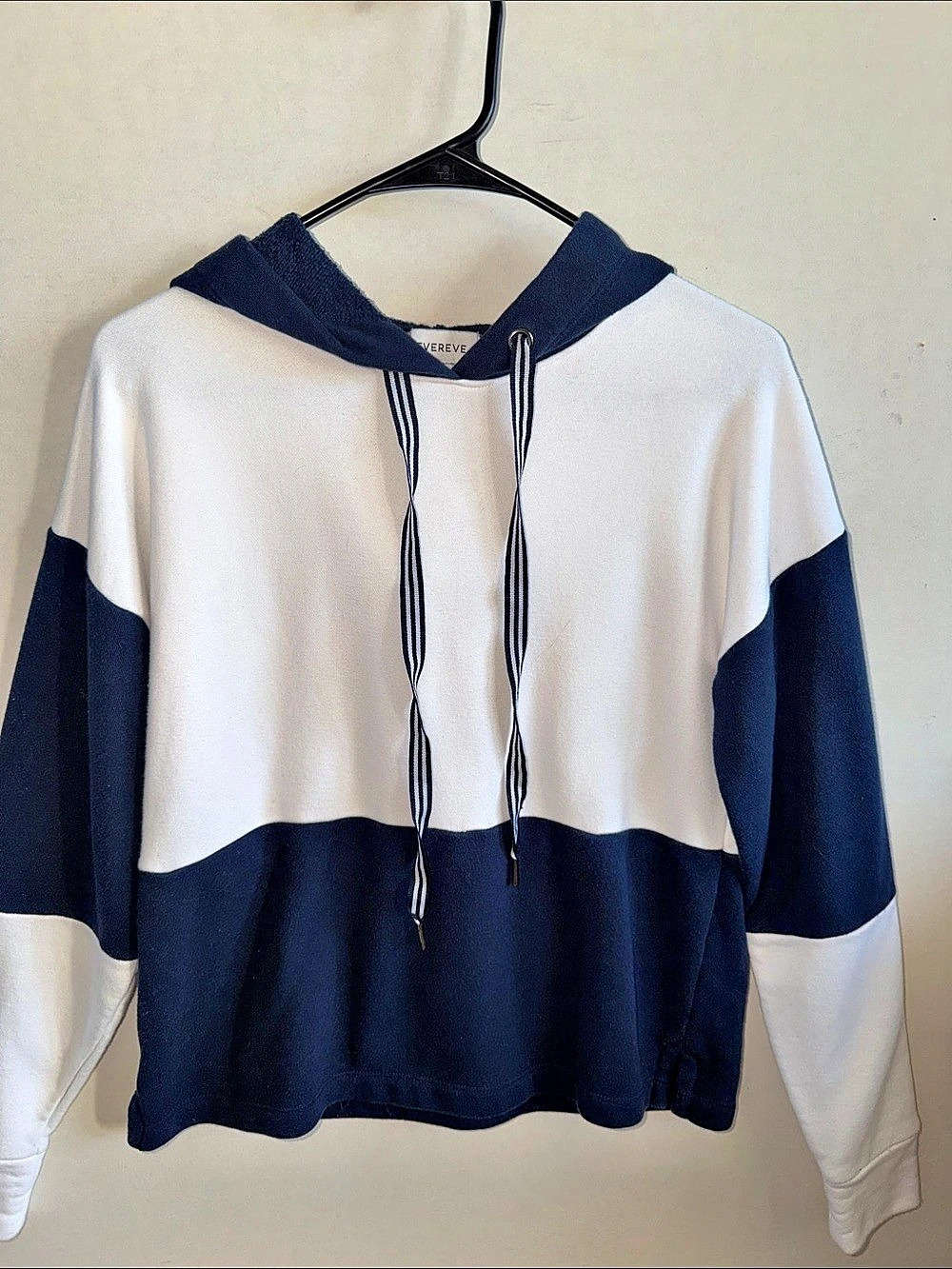 EVEREVE Color Block Hoodie in Blue & White Size XS